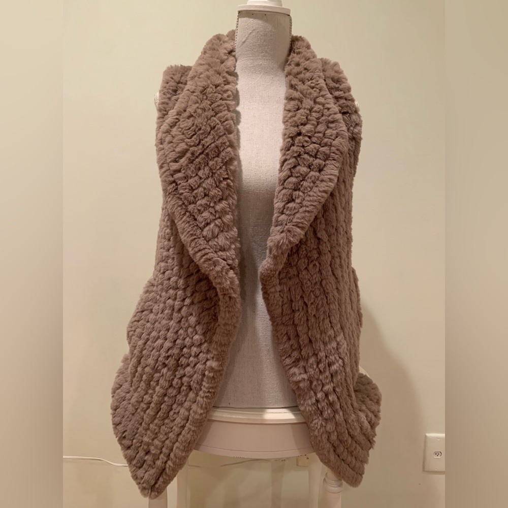 Dolce Cabo Plush Taupe Faux Fur Vest